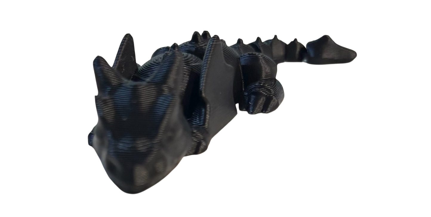 3D printed Lazy Dragon - 8-1/4" - Black