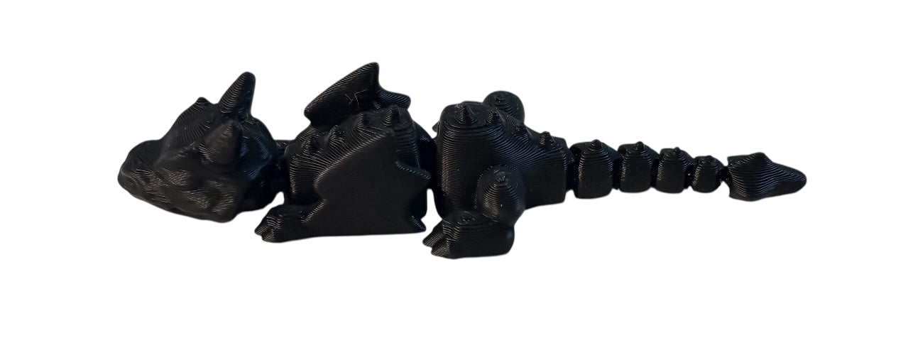 3D printed Lazy Dragon - 8-1/4" - Black