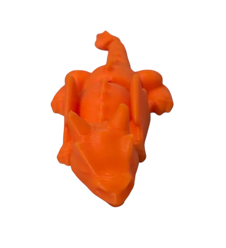 3D printed Lazy Dragon - 8-1/4" - Orange