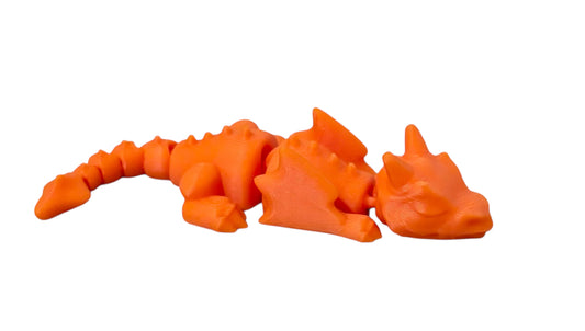 3D printed Lazy Dragon - 8-1/4" - Orange