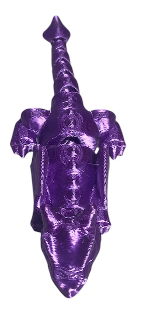 3D printed 4" Lazy Dragon, Purple Silk