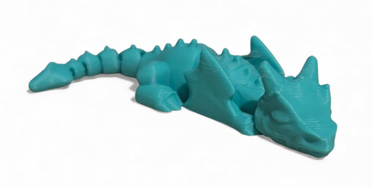 3D printed 4" Lazy Dragon Turquoise