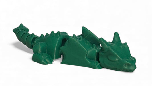 3D printed 4" Lazy Dragon Mistletoe Green