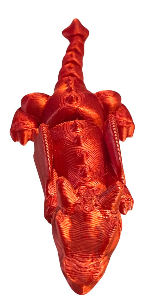 3D printed Lazy Dragon - 8-1/4" - Candy Red