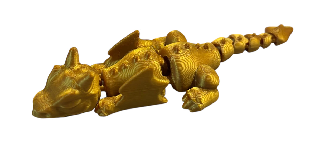 3D printed Lazy Dragon - 8-1/4" - Light Gold Silk