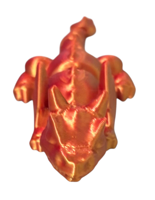 3D printed 4" Lazy Dragon Red / Gold Silk