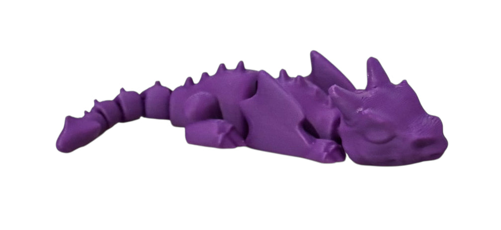 3D printed Lazy Dragon - 8-1/4" - Purple