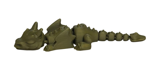 3D printed Lazy Dragon - 8-1/4" - Army Green