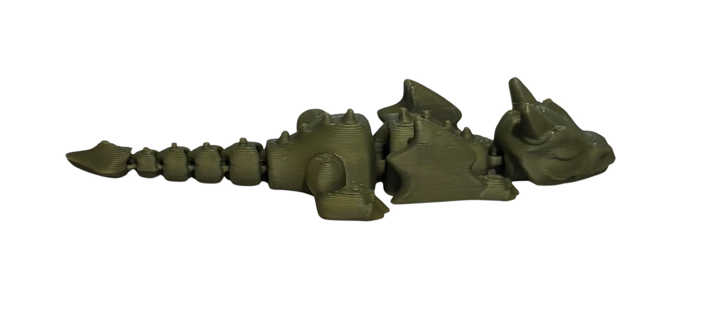 3D printed Lazy Dragon - 8-1/4" - Army Green