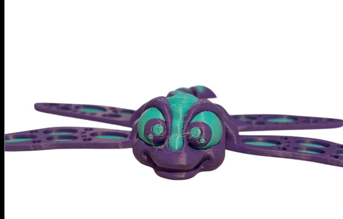 3D printed 5" Dragonfly - Purple / Turquoise