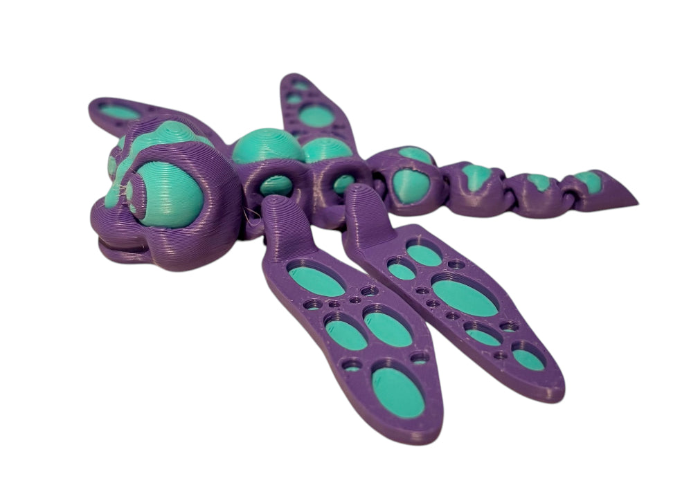 3D printed 5" Dragonfly - Purple / Turquoise