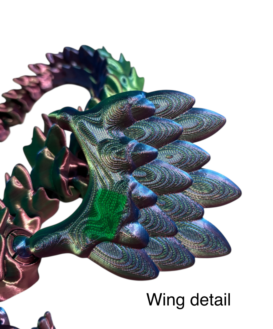3D printed 14" Angel Dragon - Blue/Green/Purple