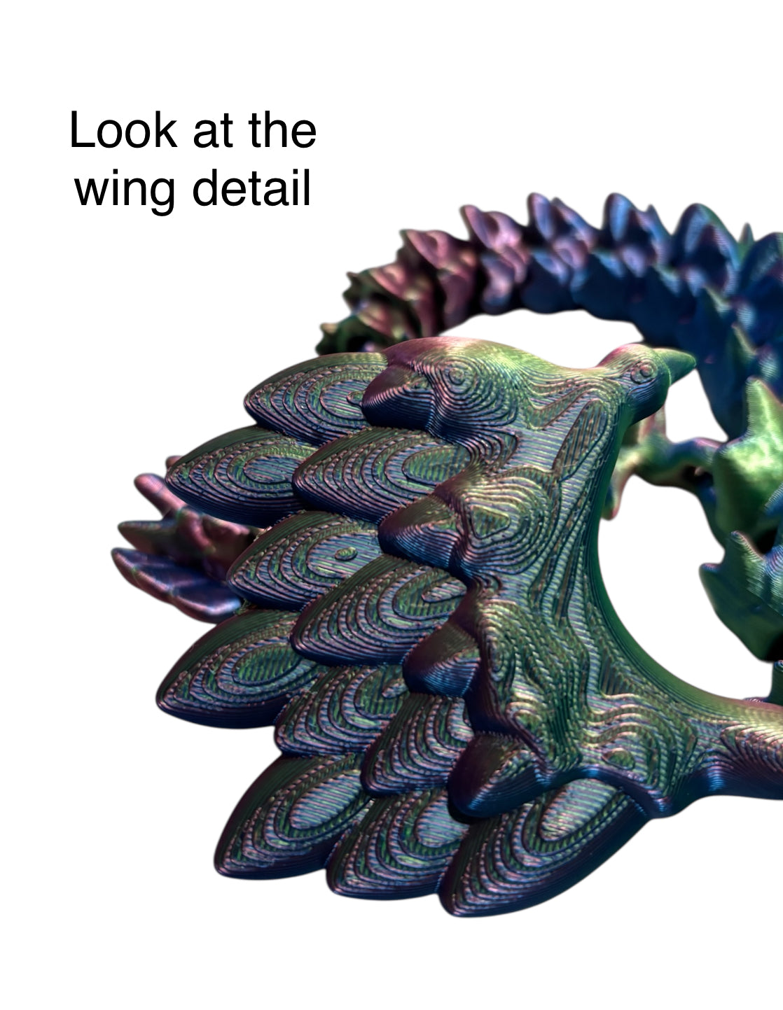 3D printed 14" Angel Dragon - Blue/Green/Purple