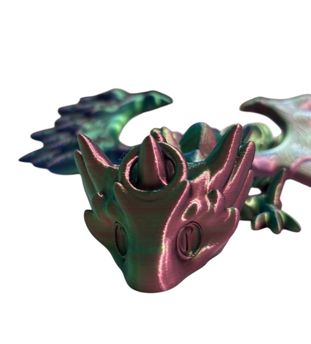 3D printed 14" Angel Dragon - Blue/Green/Purple