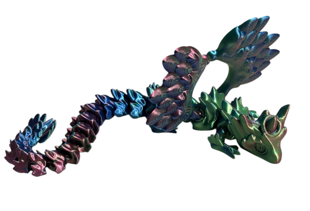 3D printed 14" Angel Dragon - Blue/Green/Purple