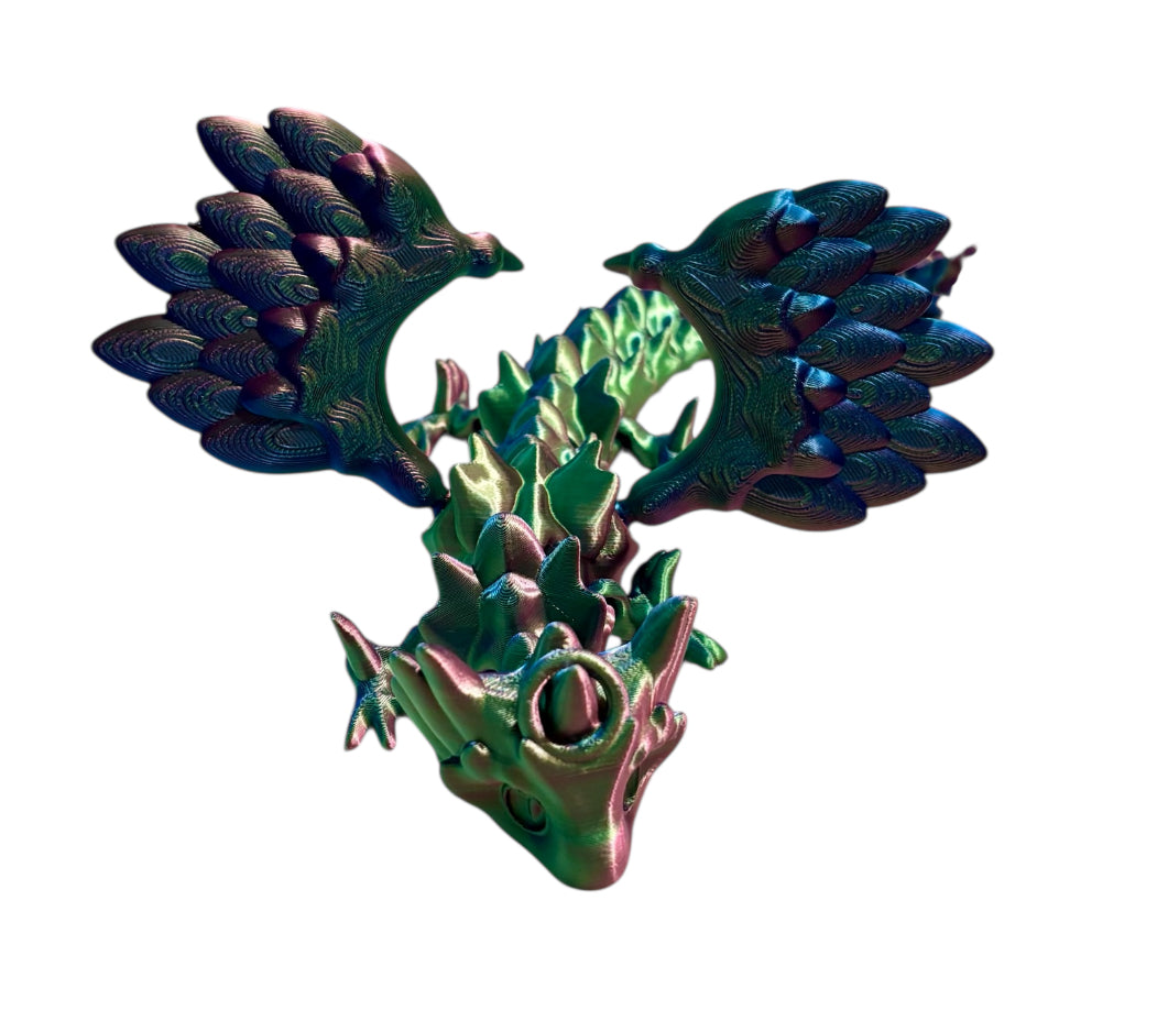 3D printed 14" Angel Dragon - Blue/Green/Purple