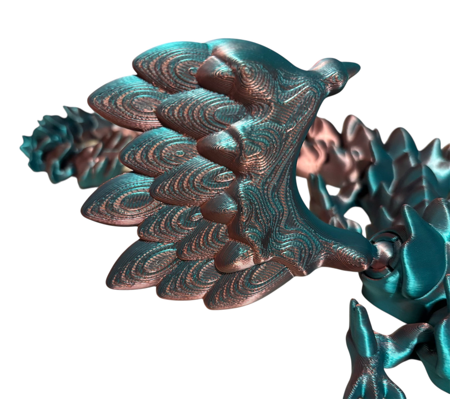 3D printed 14" Angel Dragon - Blue/Green/Coral