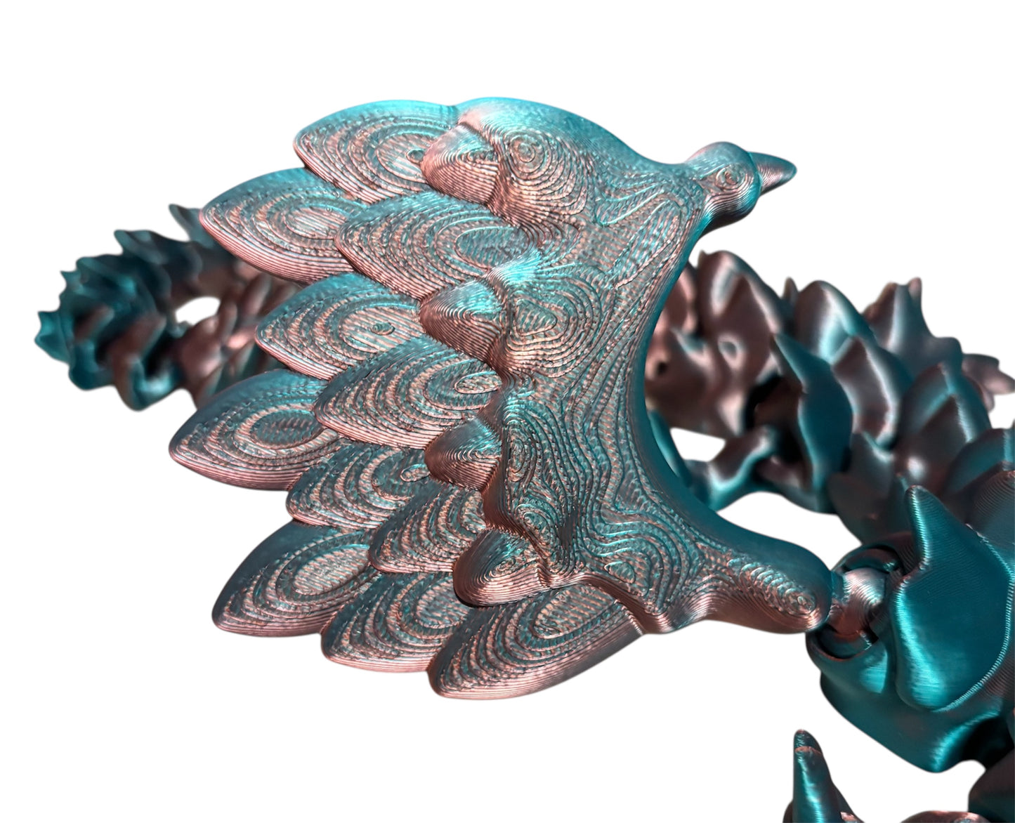 3D printed 14" Angel Dragon - Blue/Green/Coral