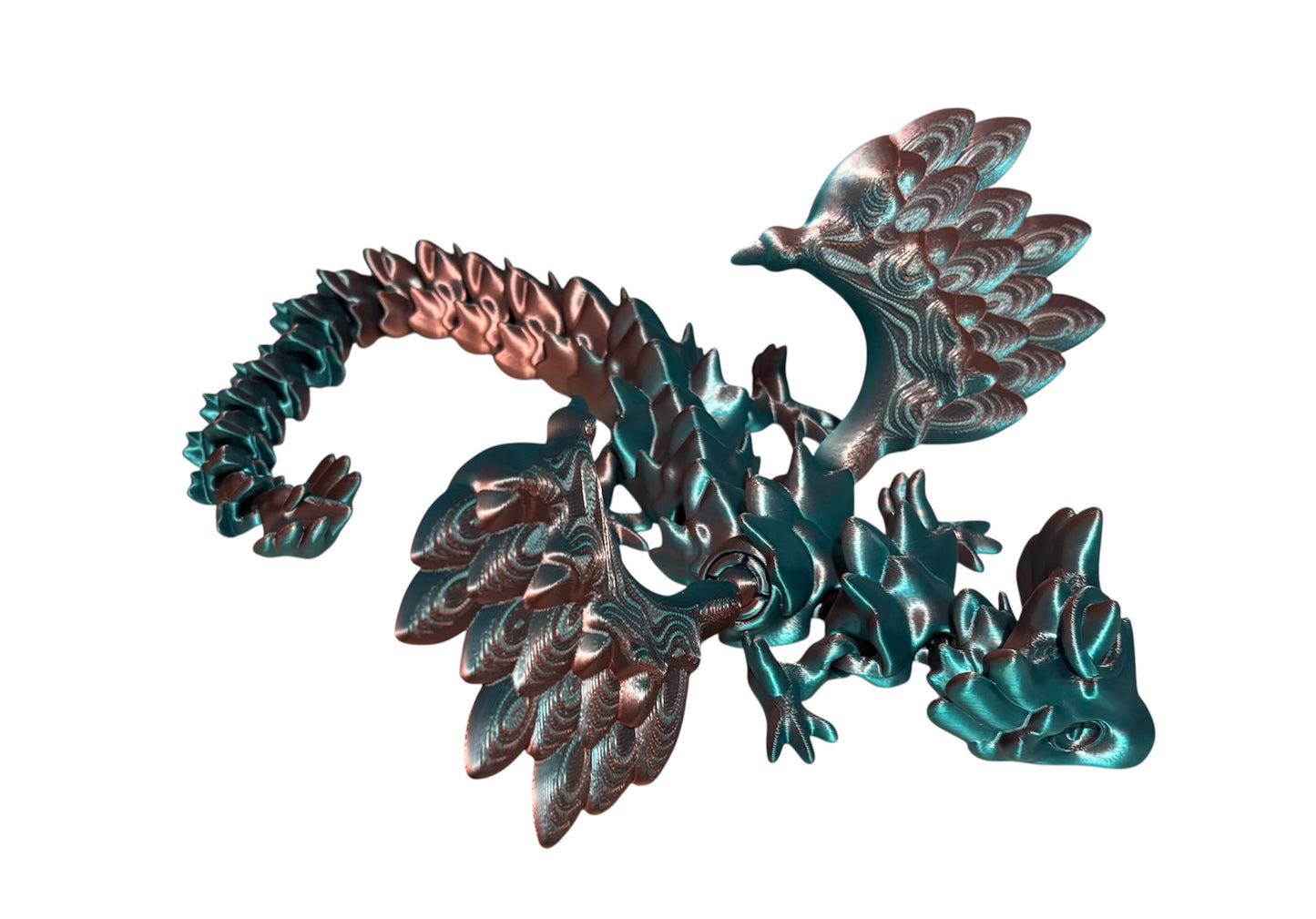 3D printed 14" Angel Dragon - Blue/Green/Coral