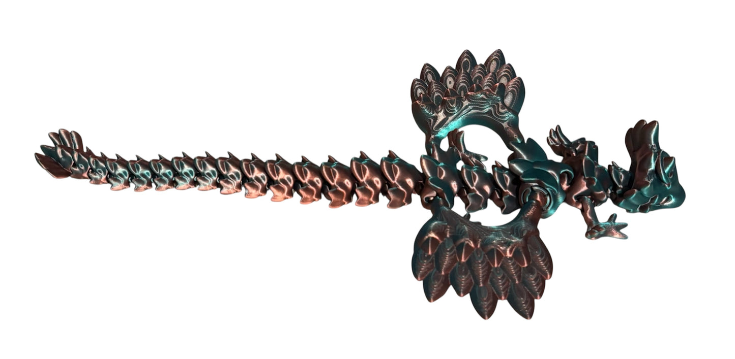 3D printed 14" Angel Dragon - Blue/Green/Coral