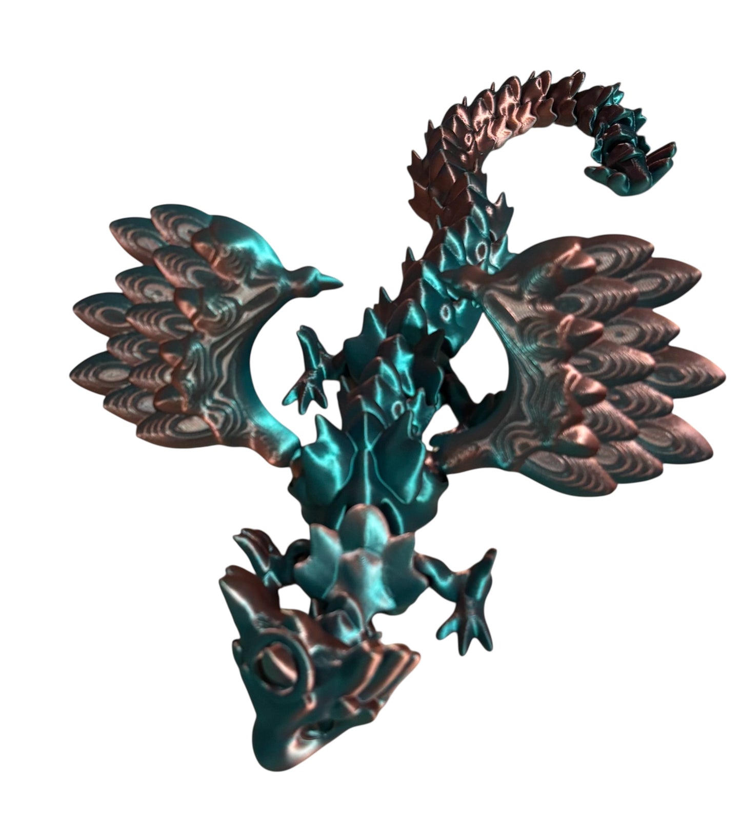 3D printed 14" Angel Dragon - Blue/Green/Coral