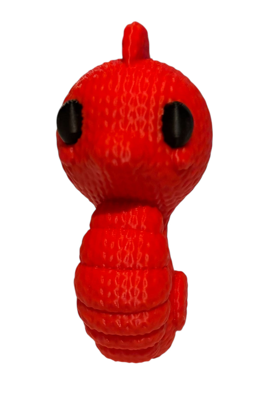 3D printed 4" Knitted Seahorse Red / Black