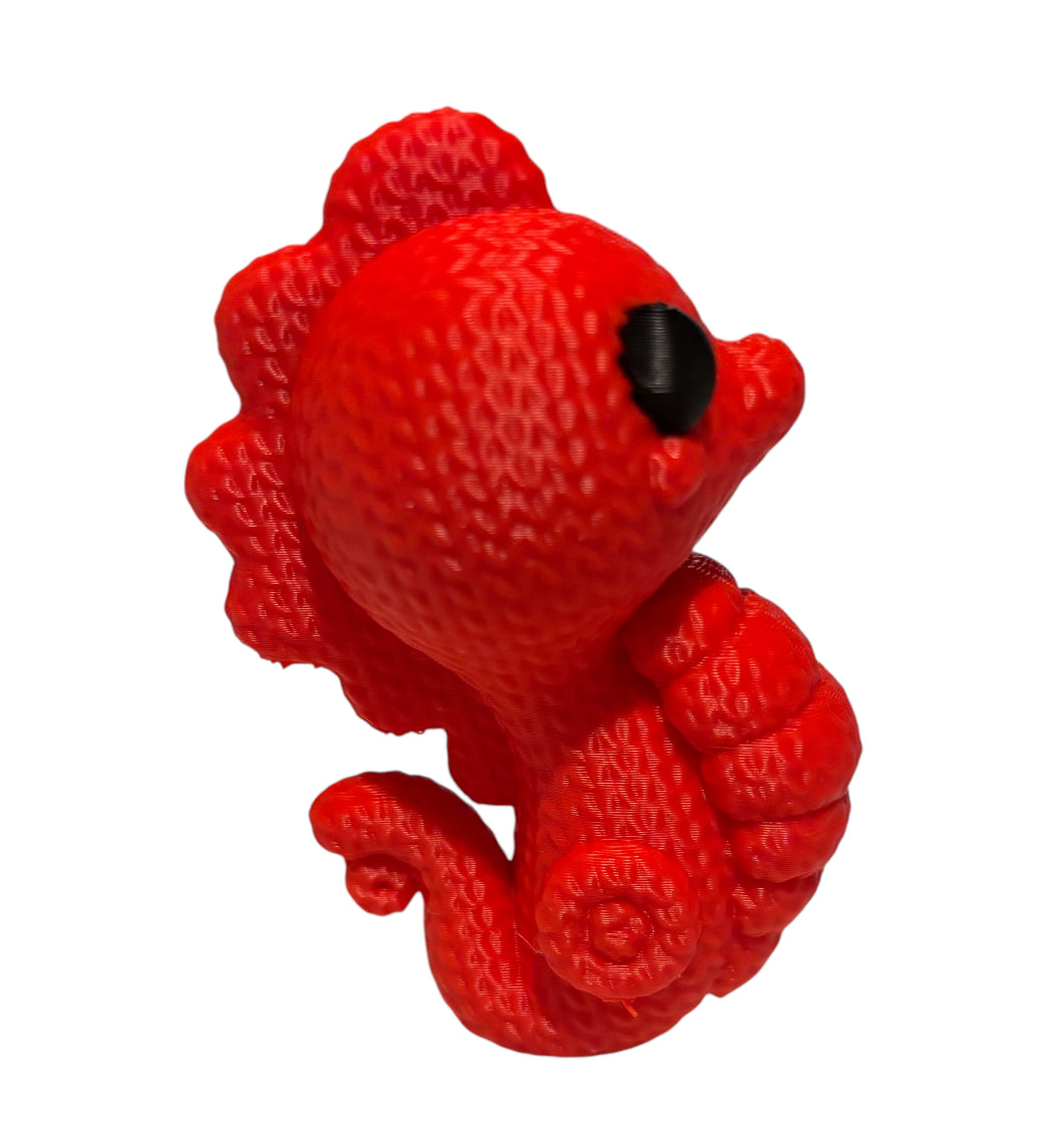 3D printed 4" Knitted Seahorse Red / Black