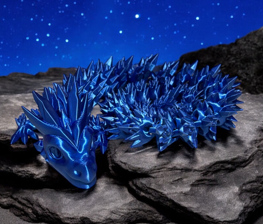 3D printed 24" Crystal Dragon - Blue Silk