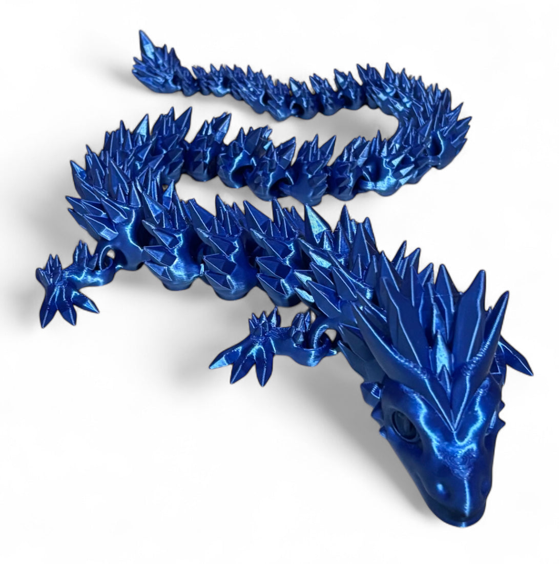 3D printed 24" Crystal Dragon - Blue Silk