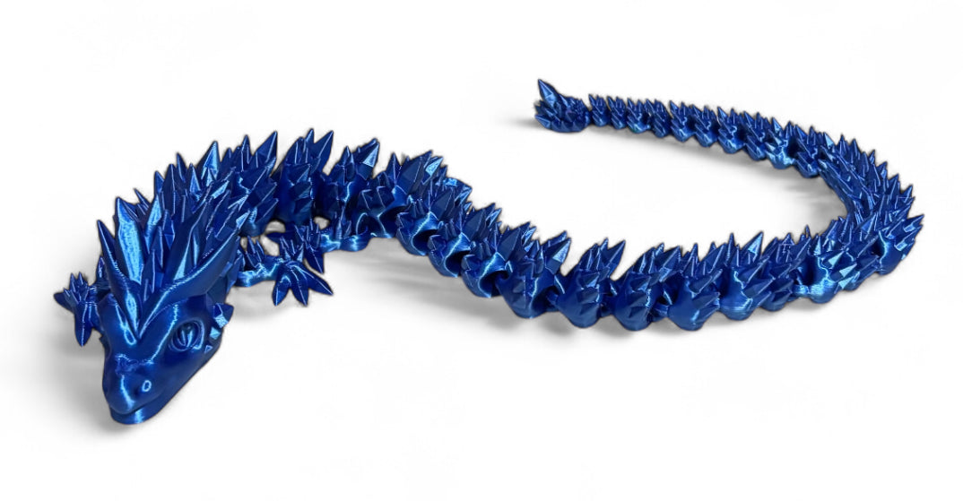 3D printed 24" Crystal Dragon - Blue Silk