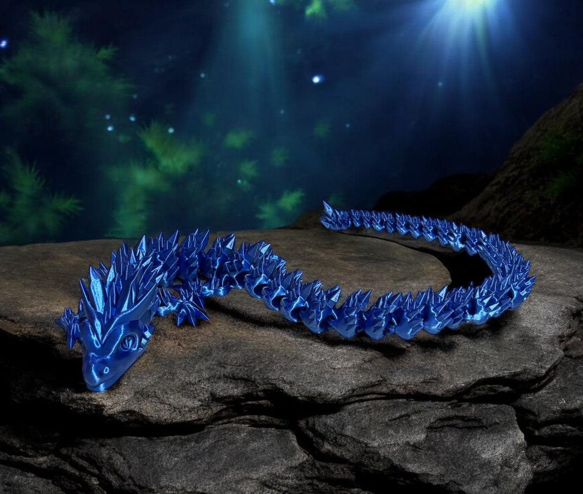 3D printed 24" Crystal Dragon - Blue Silk