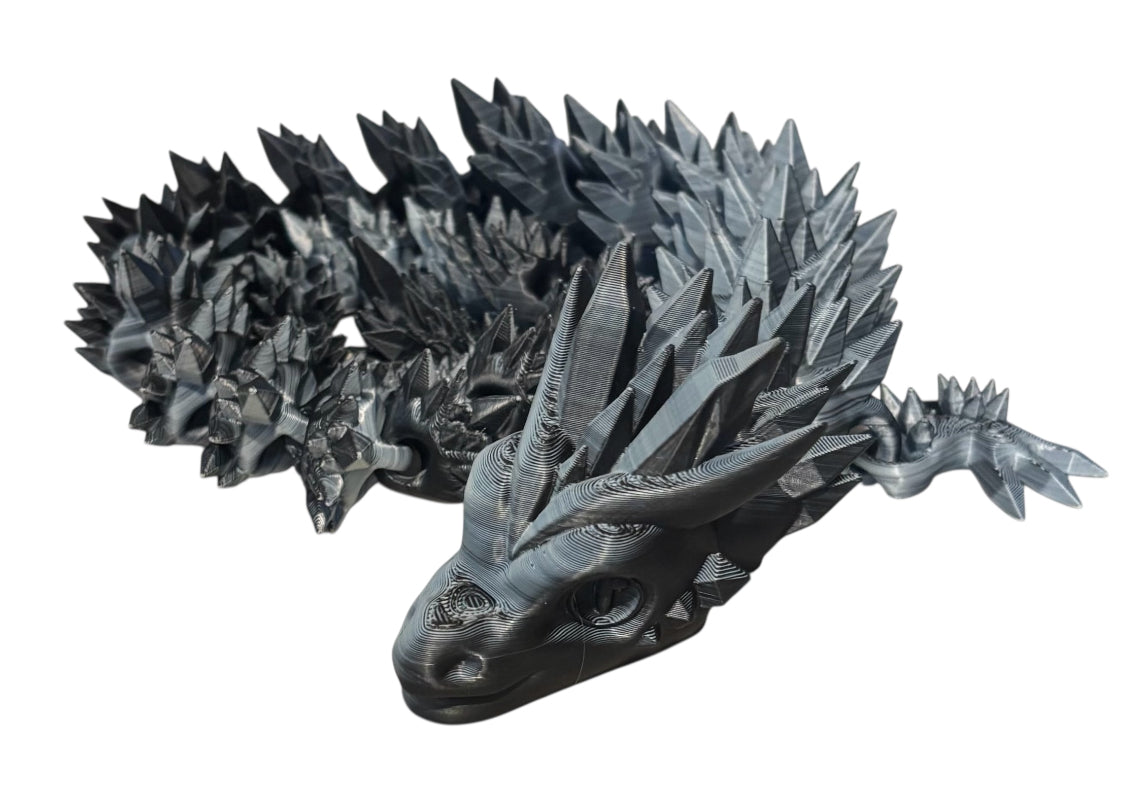 3D printed 24" Crystal Dragon - Black / White
