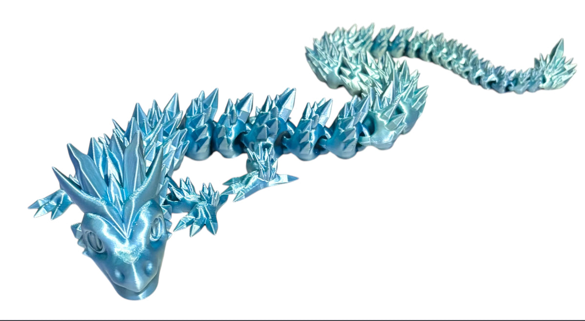 3D printed 24" Crystal Dragon - Blue / Green