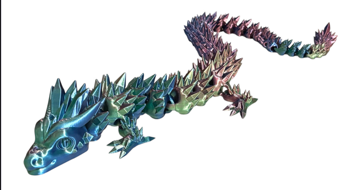 3D printed 24" Crystal Dragon - Blue / Green / Purple