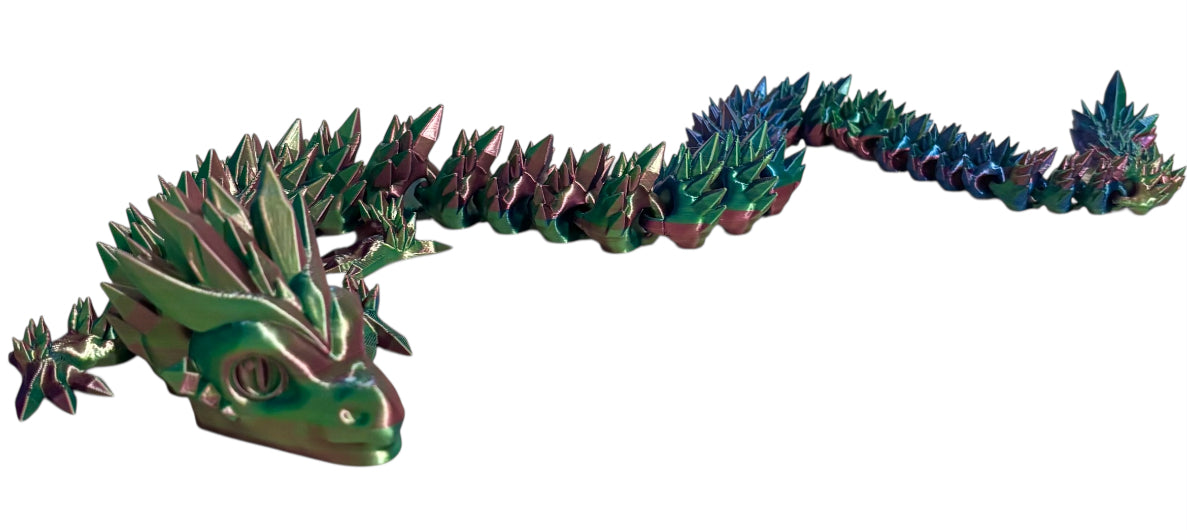 3D printed 24" Crystal Dragon - Blue / Green / Purple