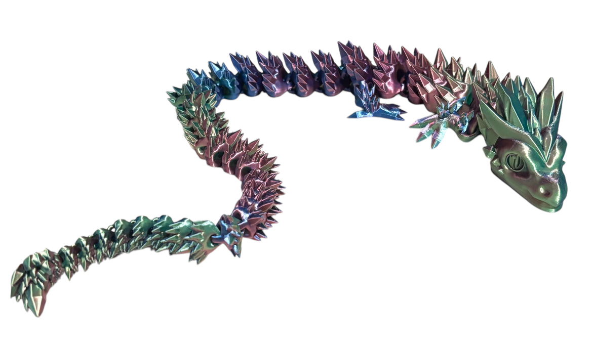 3D printed 24" Crystal Dragon - Blue / Green / Purple