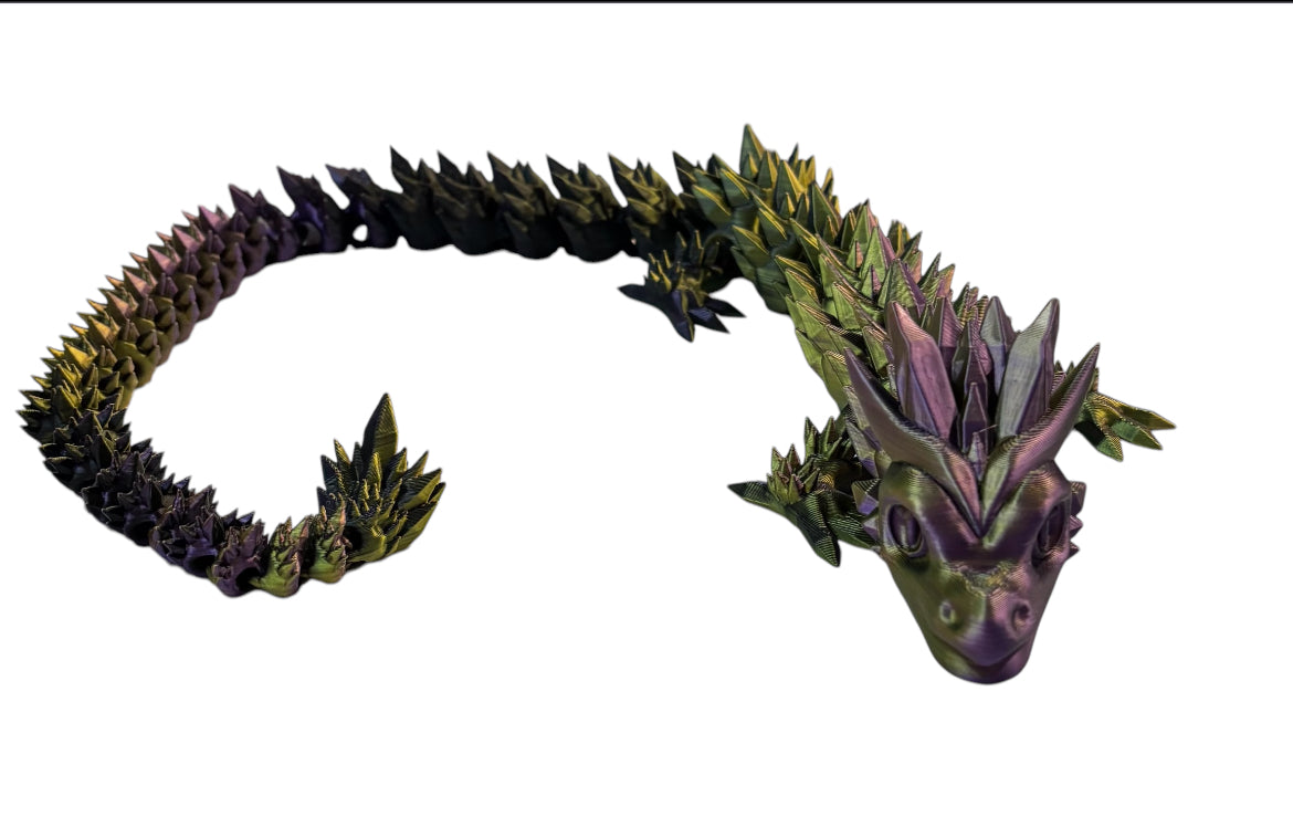 3D printed 24" Crystal Dragon - Black / Gold / Purple