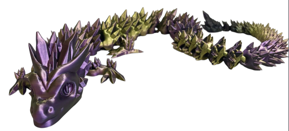 3D printed 24" Crystal Dragon - Black / Gold / Purple