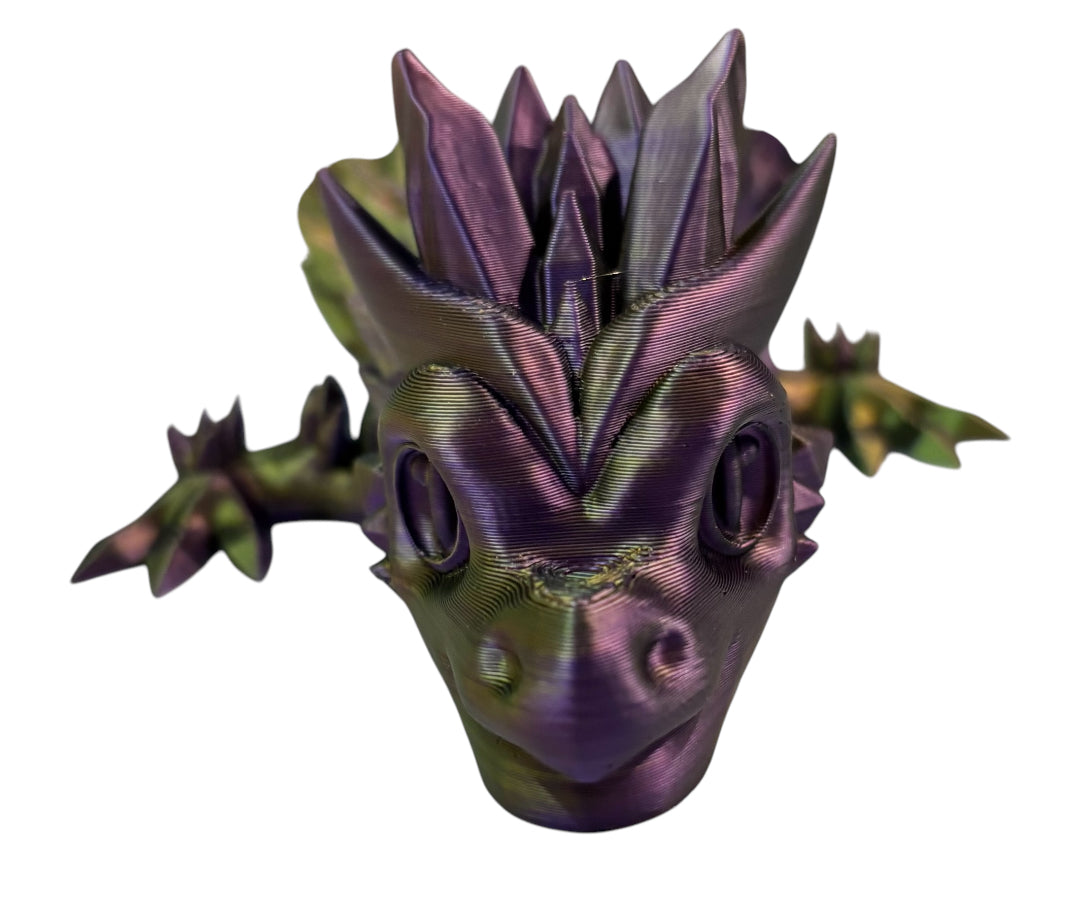 3D printed 24" Crystal Dragon - Black / Gold / Purple