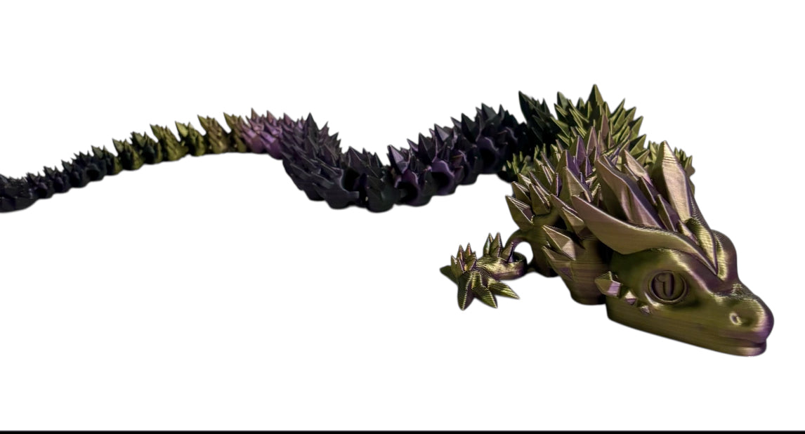 3D printed 24" Crystal Dragon - Black / Gold / Purple