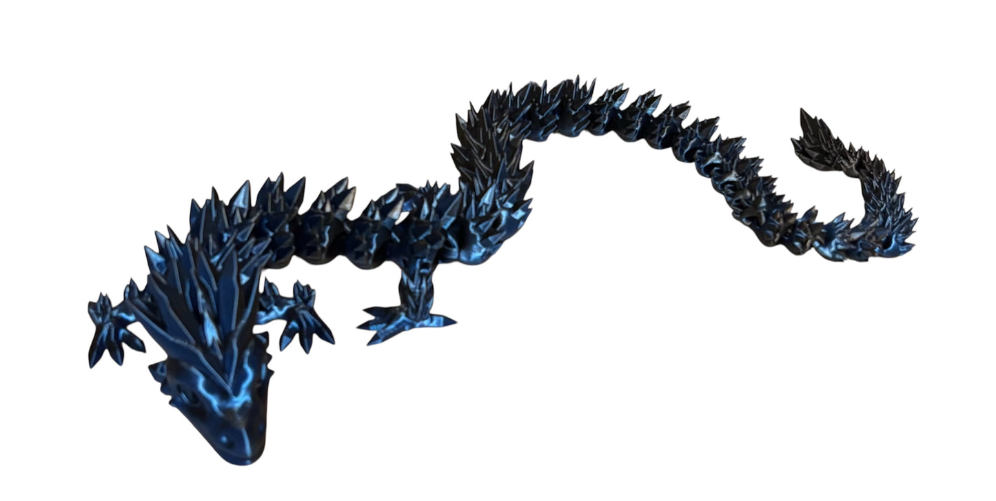 3D printed 24" Crystal Dragon - Black / Blue