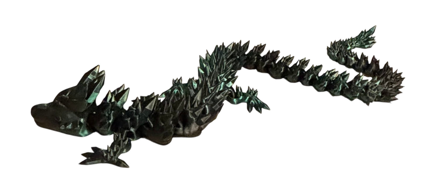3D printed 24" Crystal Dragon - Black / Green