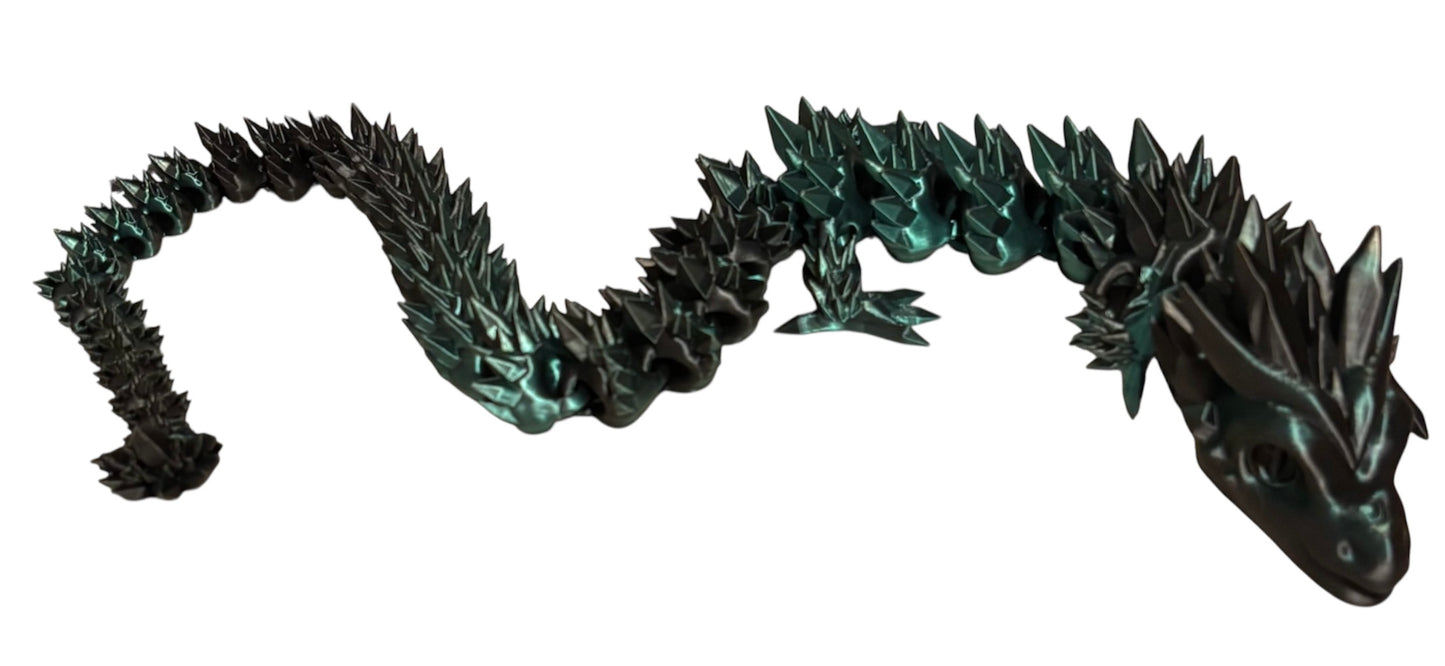 3D printed 24" Crystal Dragon - Black / Green