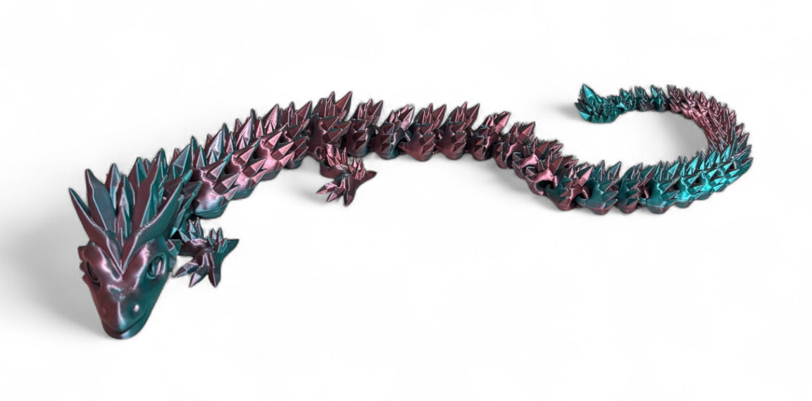 3D printed 24" Crystal Dragon - Blue, Green, Coral