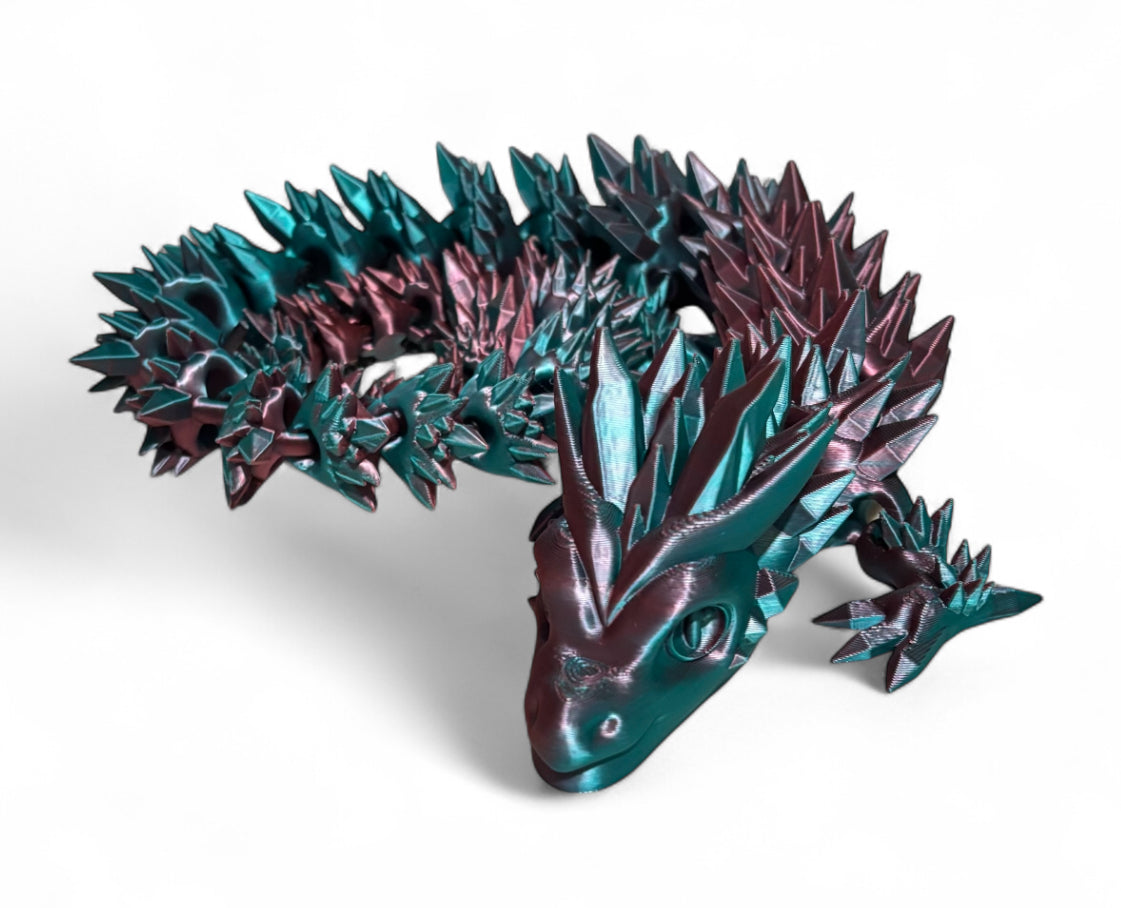 3D printed 24" Crystal Dragon - Blue, Green, Coral