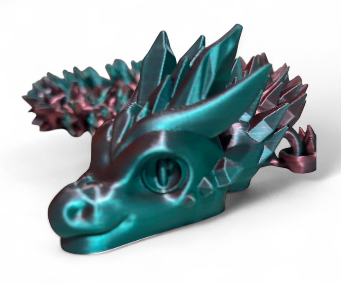 3D printed 24" Crystal Dragon - Blue, Green, Coral