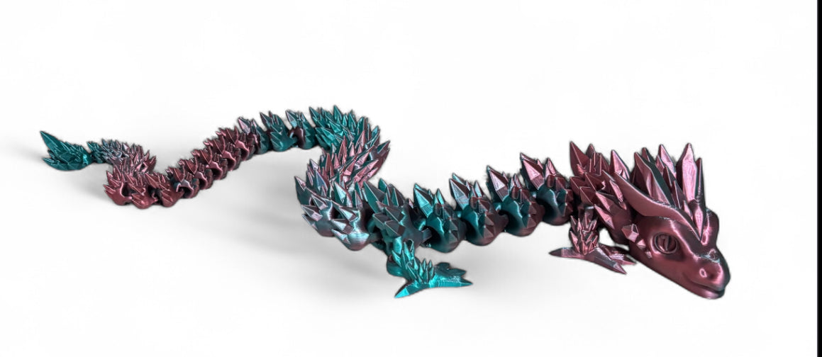 3D printed 24" Crystal Dragon - Blue, Green, Coral