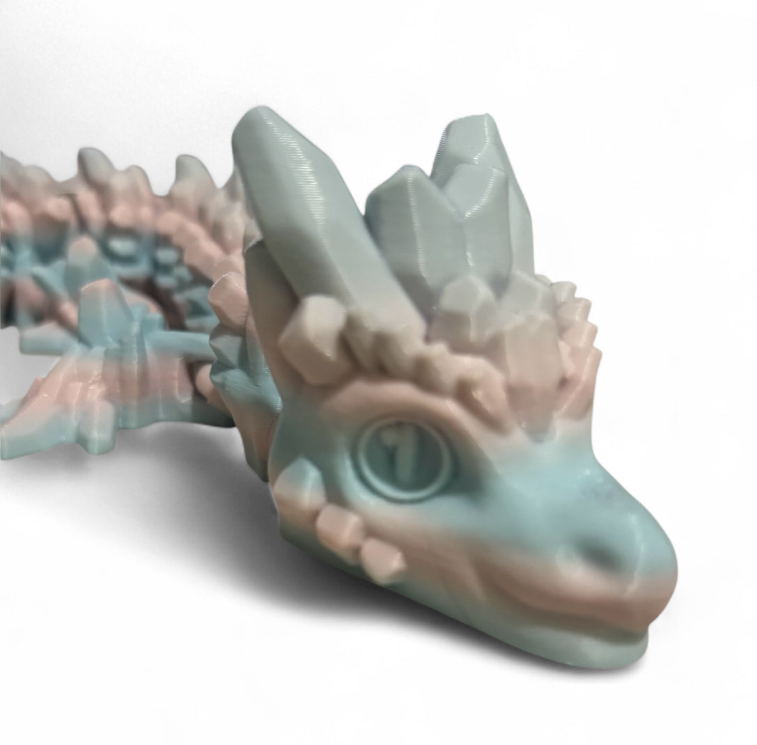 3D printed 24" Stone Dragon - Cotton Candy