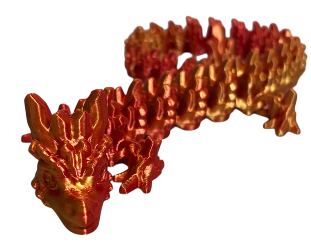3D printed 24" Stone Dragon - Red/Gold
