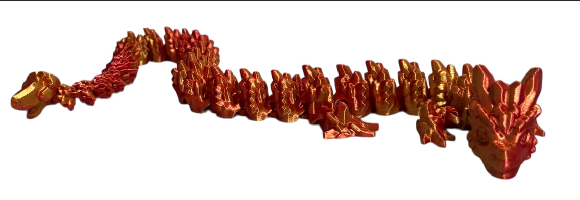 3D printed 24" Stone Dragon - Red/Gold